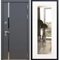 Входная металлическая дверь Sigma Пастораль Белый силк сноу с Зеркалом