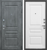 Входная металлическая дверь АСД Лира Темный бетон | Белый матовый