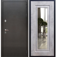 Входная металлическая дверь Триумф Антик серебро ФЛ-120 с Зеркалом Бетон темный