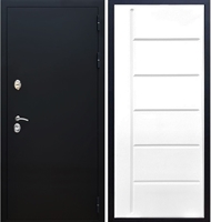 Входная металлическая дверь Триумф Чёрный муар ФЛ-102 Белый силк сноу