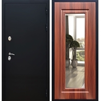Входная металлическая дверь Триумф Чёрный муар ФЛ-120 с Зеркалом Берёза морёная