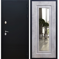 Входная металлическая дверь Триумф Чёрный муар ФЛ-120 с Зеркалом Бетон темный
