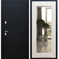 Входная металлическая дверь Триумф Чёрный муар Пастораль Сандал белый с Зеркалом