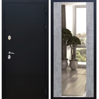 Входная металлическая дверь Триумф Чёрный муар с Зеркалом СБ -16 Бетон темный