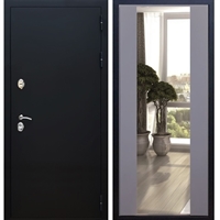 Входная металлическая дверь Триумф Чёрный муар с Зеркалом СБ -16 Силк титан