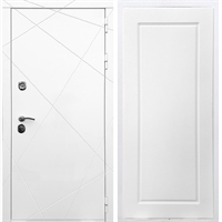 Белая Входная металлическая дверь Олимпия ФЛ-119 Белый силк сноу