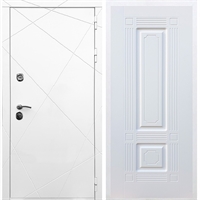 Белая Входная металлическая дверь Олимпия ФЛ-2 Белый силк сноу