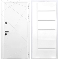 Белая Входная металлическая дверь Олимпия ФЛ-102 Белый силк сноу