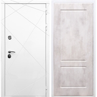 Белая Входная металлическая дверь Олимпия ФЛ-117 Бетон светлый