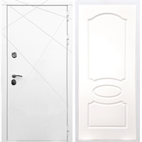 Белая Входная металлическая дверь Олимпия ФЛ-128 Белый силк сноу