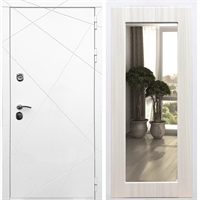 Белая Входная металлическая дверь Олимпия Пастораль Сандал белый с Зеркалом