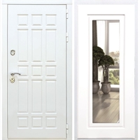 Входная белая дверь DALLAS ФЛ-120 с Зеркалом Белый силк сноу