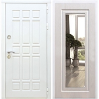 Входная белая дверь DALLAS ФЛ-120 с Зеркалом Лиственница беж