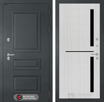 Входная металлическая дверь Лабиринт Атлантик 02 - Сандал белый, стекло черное