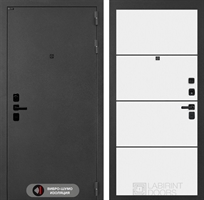 Входная металлическая дверь Лабиринт ACUSTIC 25 - Белый софт, черный молдинг