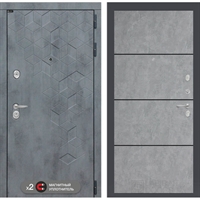 Входная металлическая дверь Лабиринт Бетон - 25 Светлый бетон, черный молдинг
