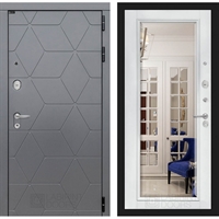 Входная металлическая дверь Лабиринт COSMO с Зеркалом Фацет - Белый софт
