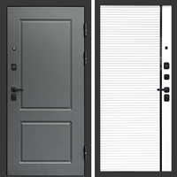 Входная металлическая дверь ВЕРОНА фл-248 Белый матовый, черная вставка