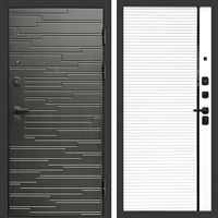 Входная дверь Ривьера фл-248 Белый матовый, черная вставка