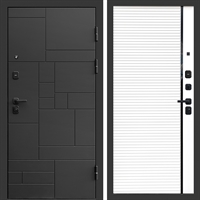 Входная дверь Квадро фл-248 Белый матовый, черная вставка