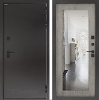 Входная дверь с терморазрывом Бункер Тепло люкс BN-06 с зеркалом ФЛЗ-603 - Бетон серый