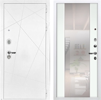 Входная металлическая дверь Лекс Соната №-61 Белая шагрень с зеркалом