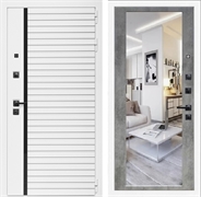 Входная дверь Интеко АГАТ БелаяБелая Бетон светлый - с зеркалом 49072