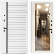 Входная дверь Интеко АГАТ БелаяБелая Сандал белый - с зеркалом 49074