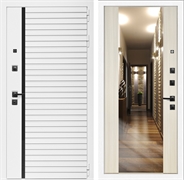 Входная дверь Интеко АГАТ БелаяБелая сб-16 Сандал белый - с зеркалом 49078