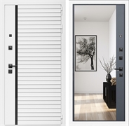 Входная дверь Интеко АГАТ БелаяБелая Графит - с зеркалом панорама 49081