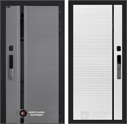 Входная дверь Пиано Смарт 2.0 панель 22 - Белый софт, черная вставка 55450