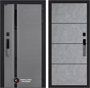 Входная дверь Пиано Смарт 2.0 панель 25 - Бетон светлый, черный молдинг 55453