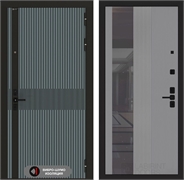 Входная дверь Лабиринт Иссида с Зеркалом 32 тонированным - Серый рельеф софт 55482