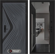 Входная дверь Лабиринт LEOLAB с зеркалом Панорама с тонировкой - Черный кварц 55545