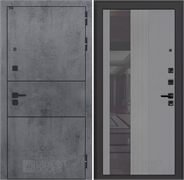 Входная дверь ИНФИНИТИ с Зеркалом 32 тонированным - Серый рельеф софт 55558
