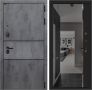 Входная дверь ИНФИНИТИ с зеркалом Панорама - Черный кварц 55564